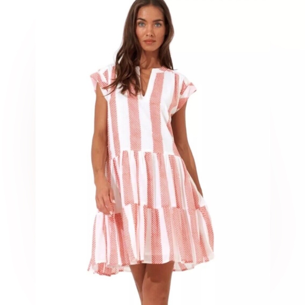 Oliphant Red and White Striped Mini Dress